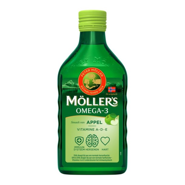 Mollers Omega-3 levertraan appel (250 Milliliter)