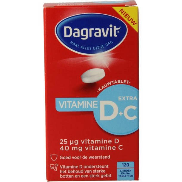 Dagravit Vitamine D3 25mcg vitamine C (120 Kauwtabletten)