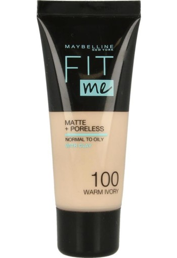 Maybelline Fit Me matte & poreless foundation 100 warm ivory (1 Stuks)