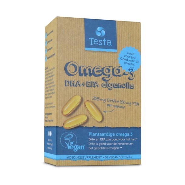 Testa Omega 3 algenolie 325mg DHA + 150mg EPA vegan (60 Vegetarische capsules)