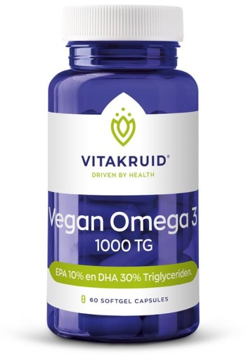 Vitakruid Vegan omega 3 1000 triglyceriden 300 DHA 100 EPA 60 Softgels