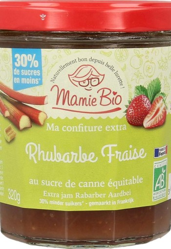 Mamie Bio Extra jam rabarber aardbei bio (320 Gram)