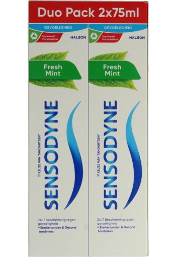 Sensodyne Tandpasta fresh mint 2 x 75ml (150 Milliliter)