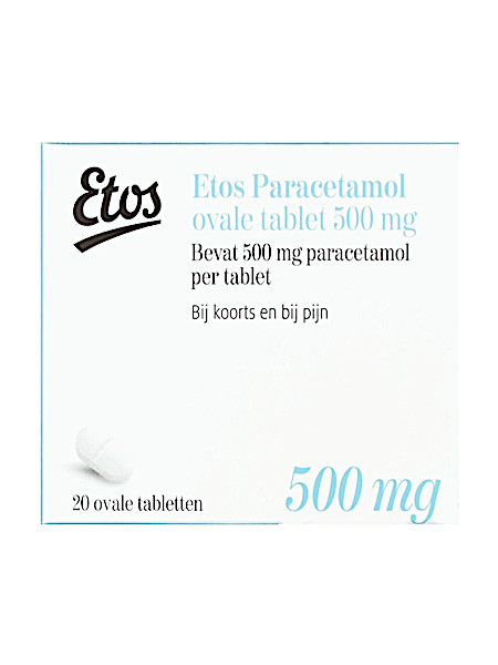 Etos Pa­ra­ce­ta­mol ova­le ta­blet­ten 500 mg 20 stuks