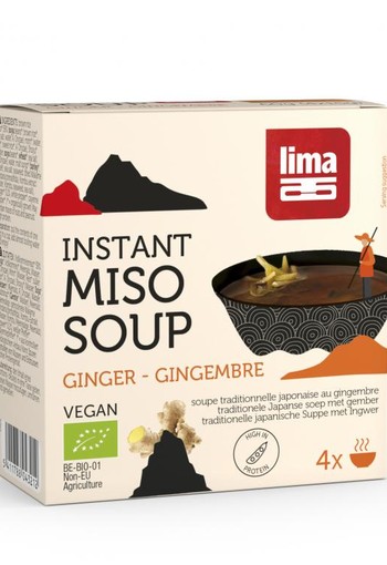 Lima Instant miso soep gember 4 x 15 gram bio (60 Gram)