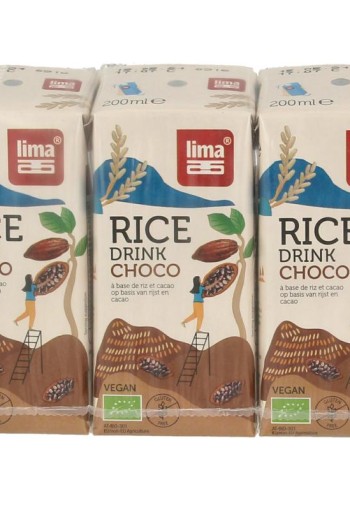 Lima Rice drink choco calcium 200 ml bio (3 Stuks)