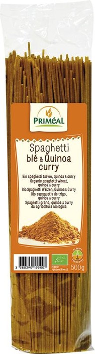 Primeal Organic spaghetti tarwe quinoa curry bio (500 Gram)