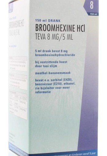 Teva Broomhexine Hcl 8 mg/5 ml (150 Milliliter)