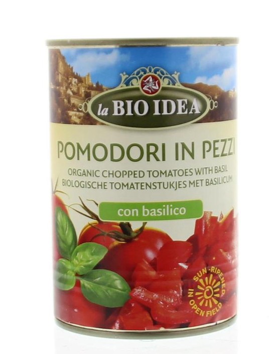 Bioidea Tomatenstukjes basilicum bio (400 Gram)