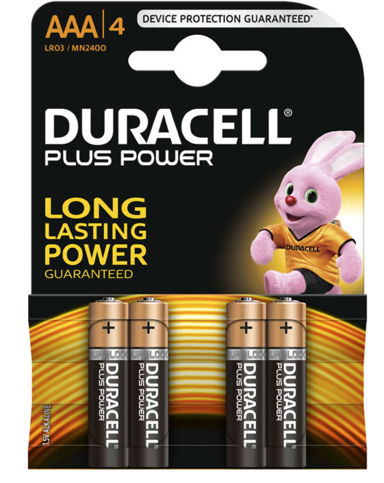 Dura­cell Plus po­wer AAA al­ka­li­ne bat­te­rij­en 4 stuks