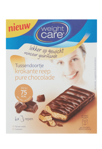 Weight Care Krokante Reep Pure Chocolade 6 x 17 g Doos