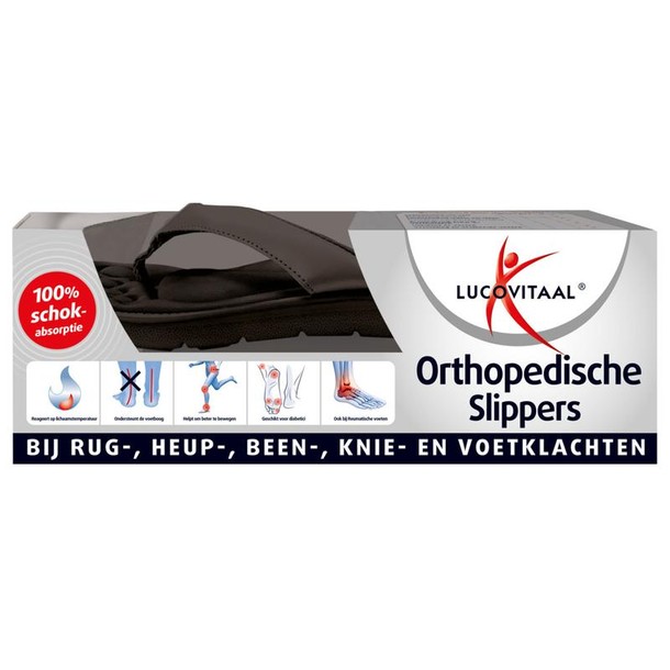 Lucovitaal Orthopedische slippers 39/40 zwart (1 paar)