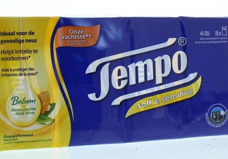 Tempo Soft & sensitive parfumvrij (9 Stuks)